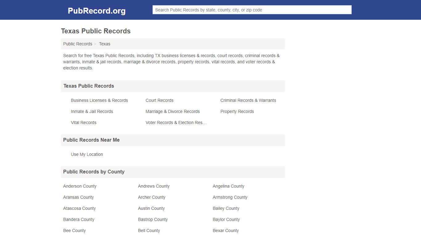 Free Texas Public Records - PubRecord.org